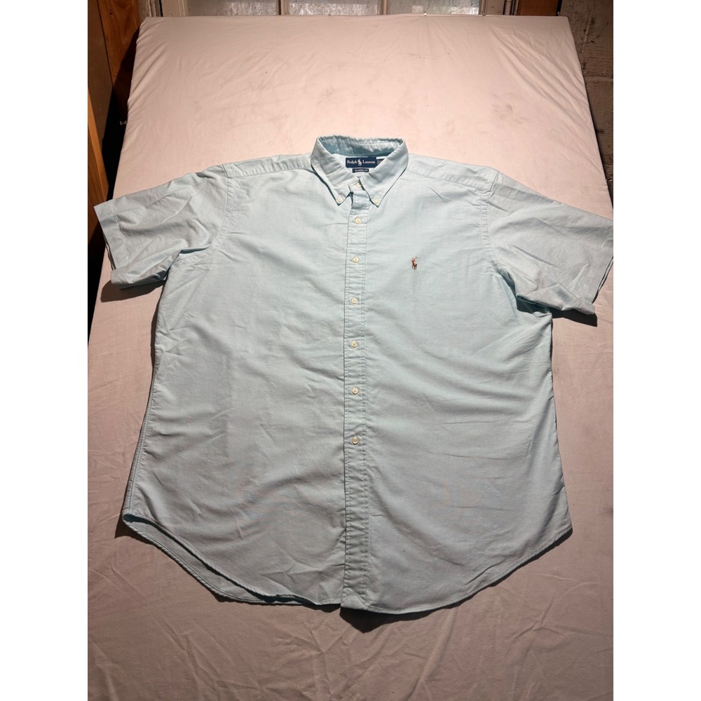 Ralph Lauren Mens XXL Classic Fit Light Blue SS Oxford Button Down Shirt